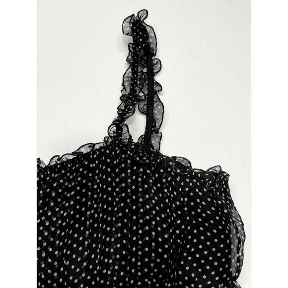 Max Studio Black Polka Dot Cami Babydoll Mini Dress XS 100% silk - Picture 4 of 7